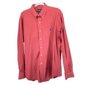 Ralph Lauren Classic Fit Button Down Shirt Red Men's Long Sleeve Size XL Preppy